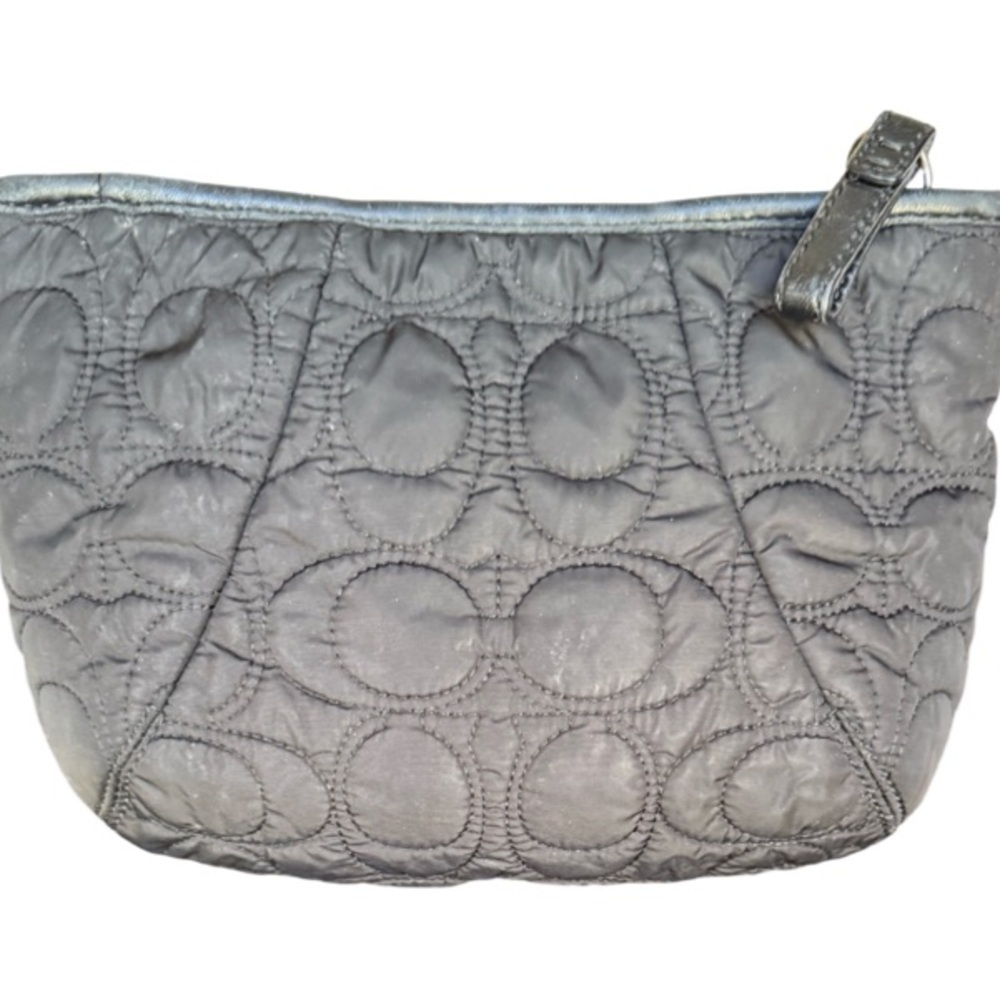 Coach Black Quilted Nylon Logo Makeup Bag